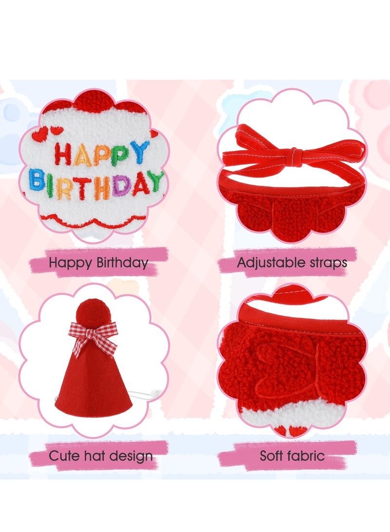 2 Piece Pet Birthday Hat and Scarf Set for Dogs and Cats, Perfect Party Accessories for Pets in Red - Image 5