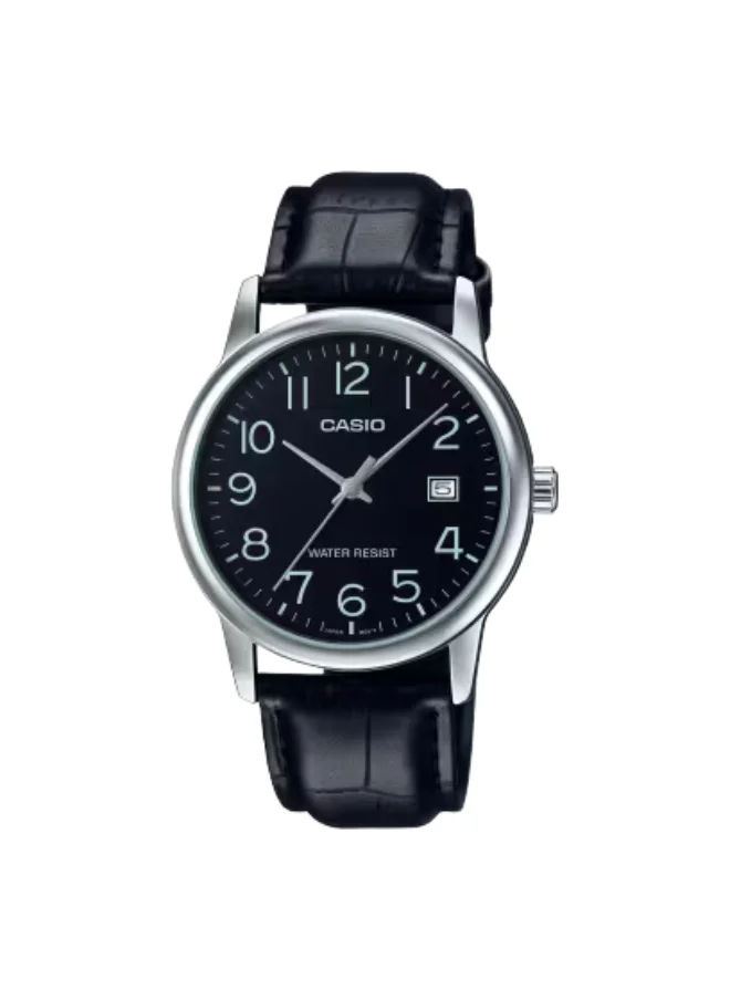 CASIO Men's Analog Display Watch With Black Leather Strap - MTP-V002L-1B