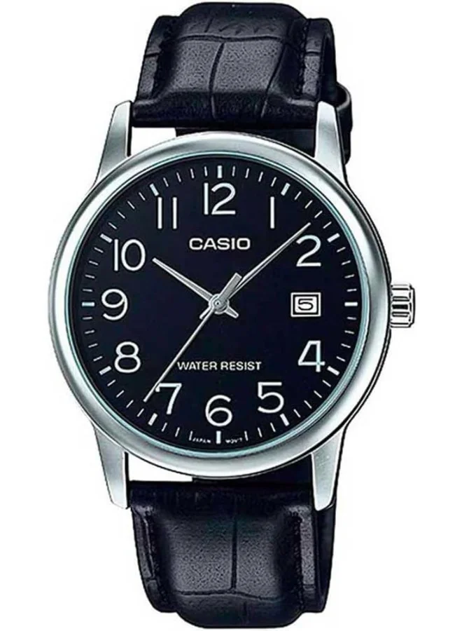 كاسيو Casio Men's Watch - MTP-V002L-1BUDF Black Dial, Black Band