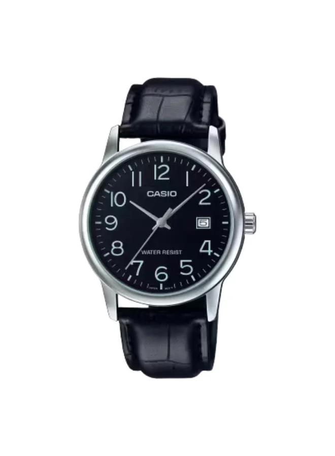 CASIO Men's Leather Analog Watch MTP-V002L-1B - 37 mm