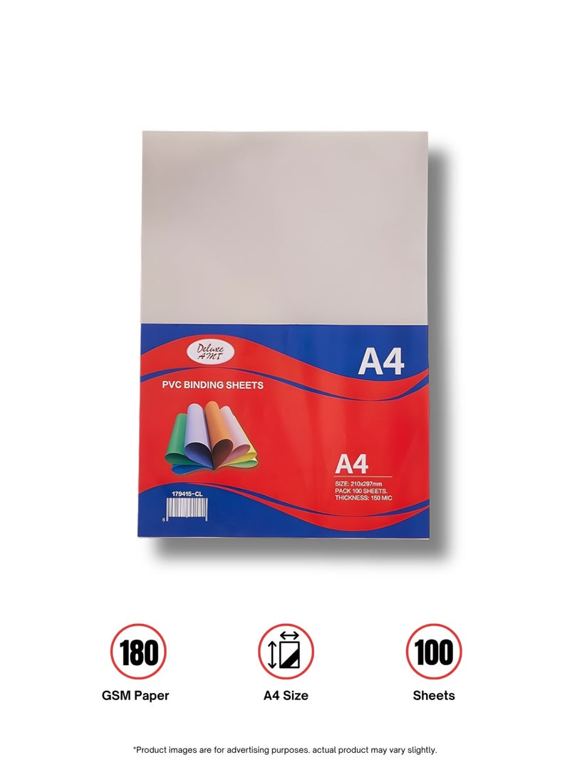 ديلوكس إيه إم تي أوراق تغليف PVC مقاس A4 وزن 180 جرام متينة – عبوة 100 ورقة - Image 1