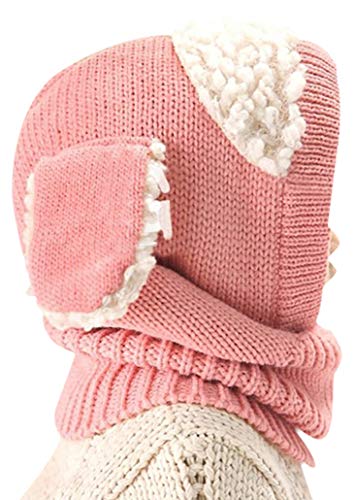 Bienvenu Toddler Hat Scarf Earflap Hoodie, Pink, One Size - Image 3