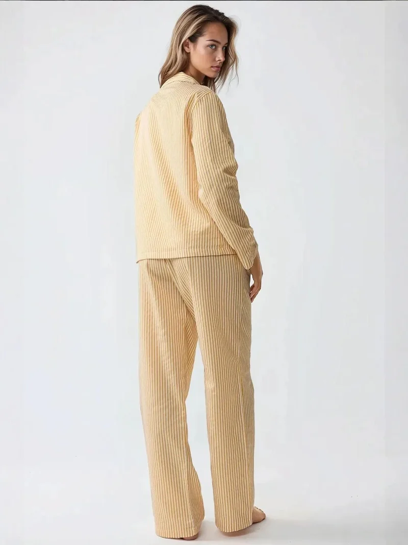 HICCUP Striped Cotton Pajama Set