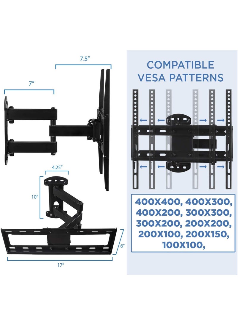 Full Motion TV Wall Mount Corner Bracket 400 x 400 Compatible Extending Arm Articulating Swivel Tilt Fits 32 37 40 42 47 50 Inch TVs 66 Capacity - Image 5