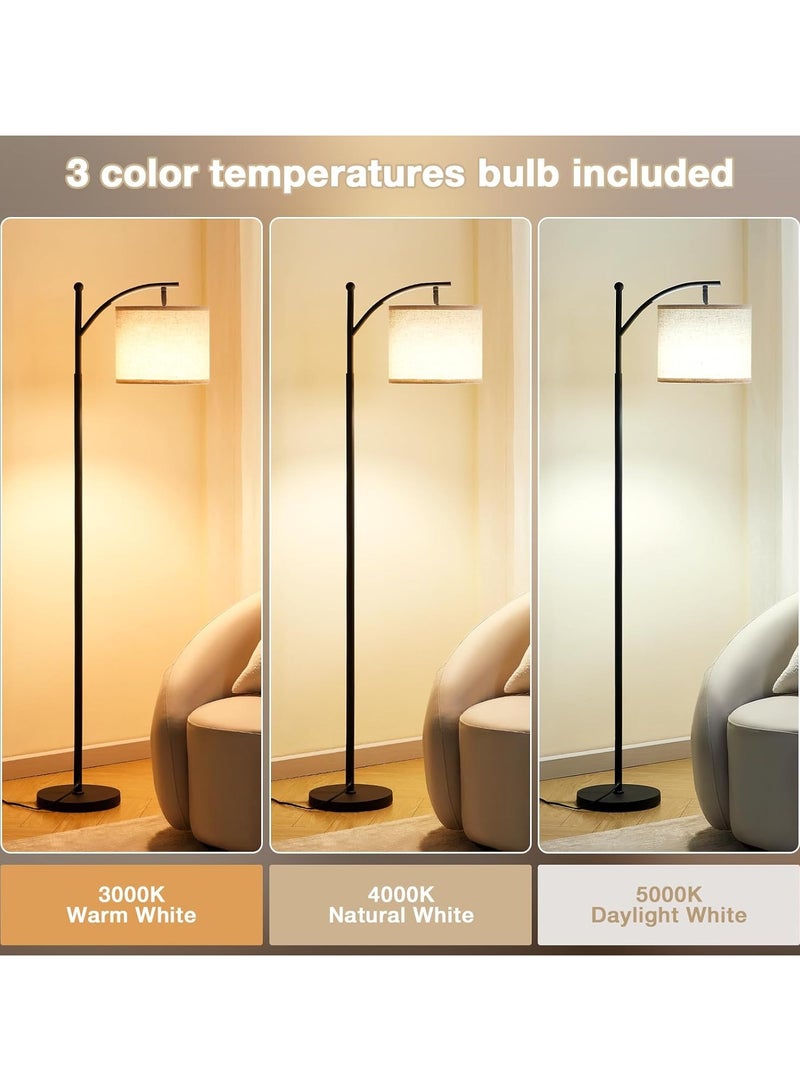NNEWVANTE 60" Floor Lamps for Living Room with 3 Color Temperatures, Standing Lamp Tall with Adjustable Linen Shade, Tall Lamps for Living Room Bedroom Office Classroom Dorm Room(Bulb Included) - Image 2