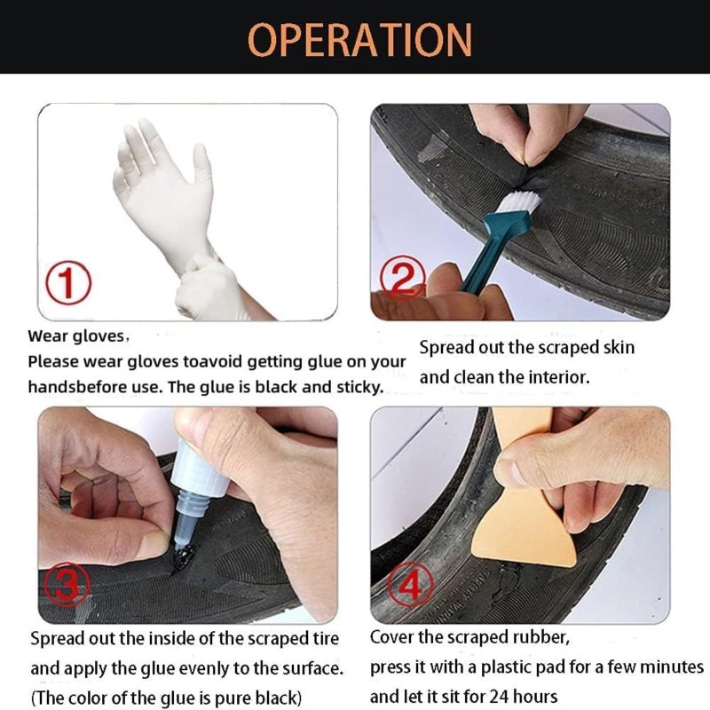 Elepure Black Tire Repair Glue Rubber Strong Adhesive Bonding for Sidewall Gash Dent Instant Super Glue for Off-Road Car Motorcycle Truck Tractor, 20g 0.7oz - Image 5