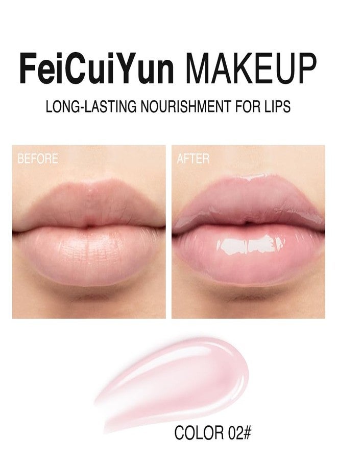 FeiCuiYun ملمع شفاه مرطب من فيكوي يون مع حمض الهيالورونيك، زيت شفاه هيالورون ذو درجة حموضة عالية، لون شفاه يرطب لمدة 24 ساعة، يمنح الشفاه لمعاناً كثيفاً ولوناً يدوم طويلاً، (A02# وردي ثلجي، قطعة واحدة) - Image 3