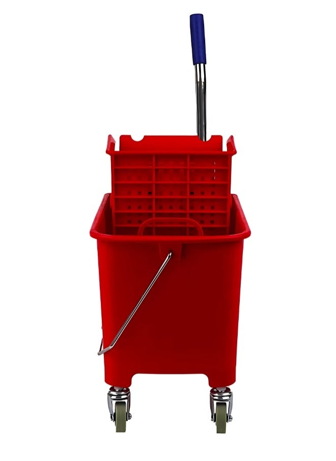 AKC AKC 20-Liter Mop Bucket with Wringer and 4-Wheel 360° Rotating Swivel Trolley, Double-Chambered Design, Heavy-Duty for Home, Office, Restaurants, Hotels, Halls, and Commercial Spaces- Red  - Image 2