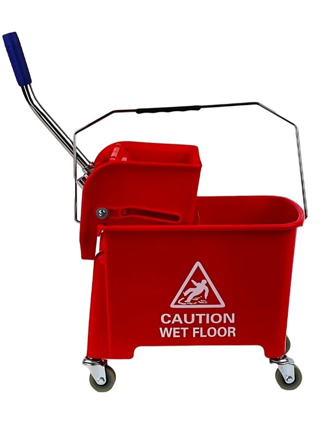 AKC AKC 20-Liter Mop Bucket with Wringer and 4-Wheel 360° Rotating Swivel Trolley, Double-Chambered Design, Heavy-Duty for Home, Office, Restaurants, Hotels, Halls, and Commercial Spaces- Red  - Image 3