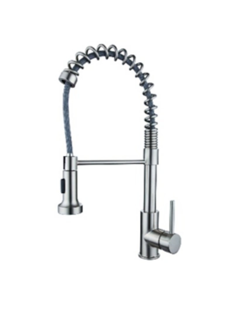 Kitchen Tap with Swivel and Flexible Spout - SZF42216SC, ABS Dual-Function Sprayer, Copper Connection Pipe, Ceramic Cartridge (500K Cycles), 360° Rotation
