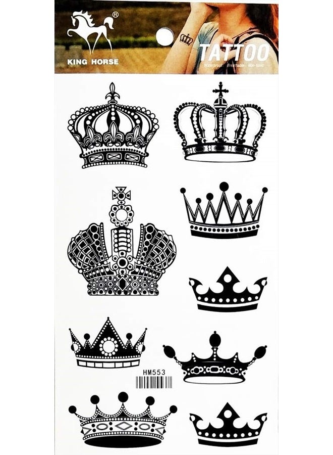 PP TATTOO 1 Sheet Crown Imperial King Queen Temporary Tattoos Sticker for Women Men Body Art Sexy Fake Stickers Removable - Image 1