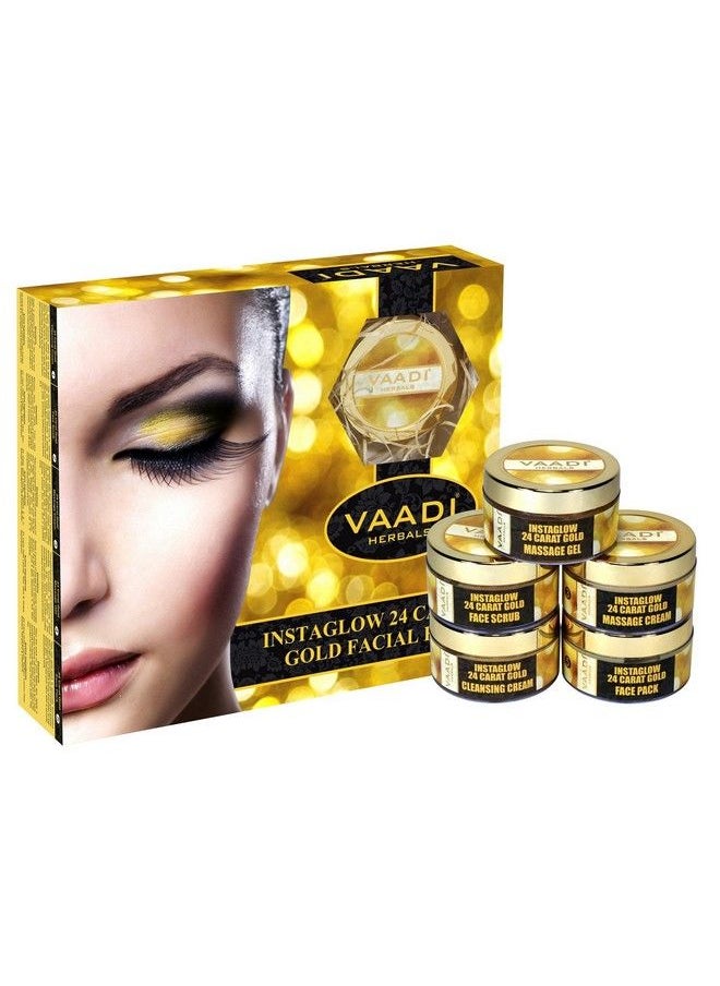 VAADI HERBALS - مجموعة العناية بالوجه بالذهب (أوراق الذهب عيار 24 قيراطًا وزيت جنين القمح وخلاصة قشر الليمون) 270 جرام - Image 1