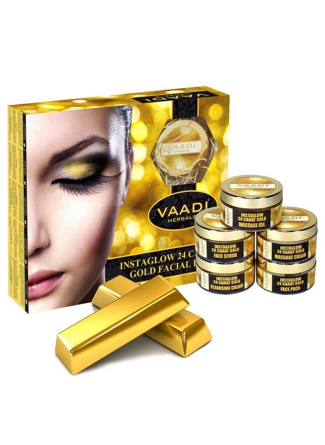 VAADI HERBALS - مجموعة العناية بالوجه بالذهب (أوراق الذهب عيار 24 قيراطًا وزيت جنين القمح وخلاصة قشر الليمون) 270 جرام - Image 1