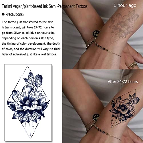 Tazimi Semi Permanent Temporary Tattoos for Women Girls - Large Long Lasting Temporary Butterfly Flower Lion Swallow Tattoos,Lasts 1-2 Weeks Waterproof Realistic Fake Tattoos - Image 4