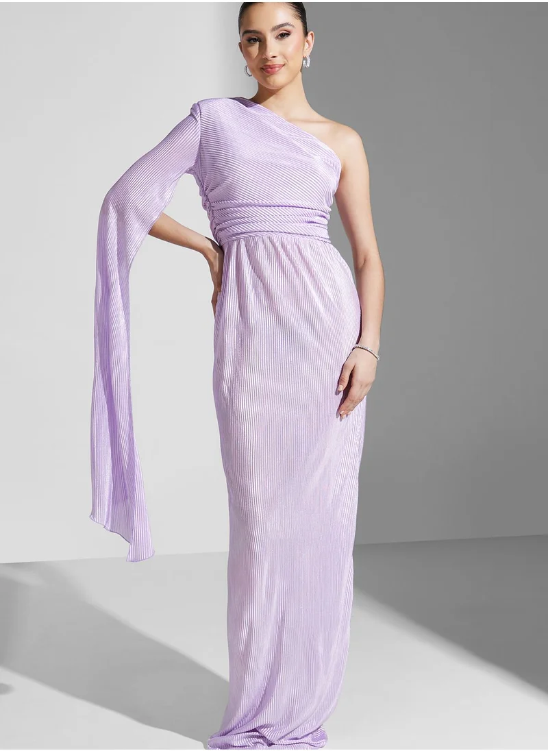 Namshi x Hadia Ghaleb One Shoulder Shimmer Gown