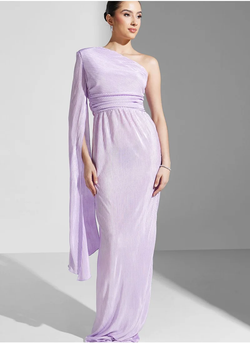 Namshi x Hadia Ghaleb One Shoulder Shimmer Gown