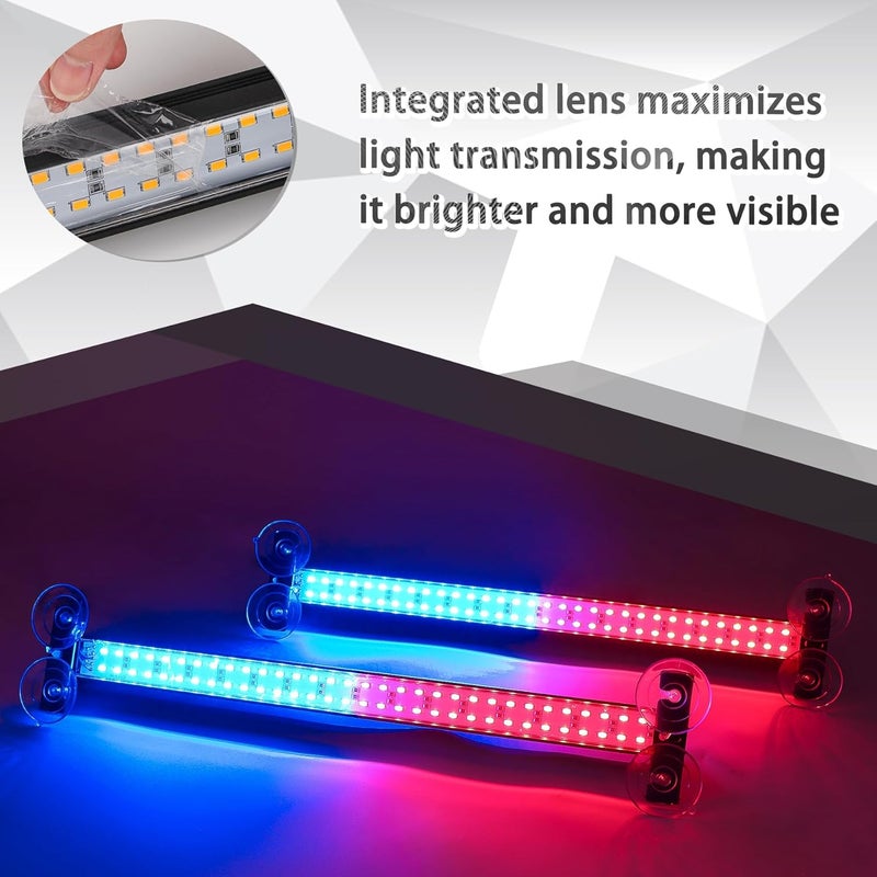 ROUTEKING شريط ضوء المرور LED ROUTEKING 2PCS 17 بوصة مع وحدة تحكم عرض رقمية، 29 وضع طوارئ ضوء وميض (أحمر/أزرق) - Image 4