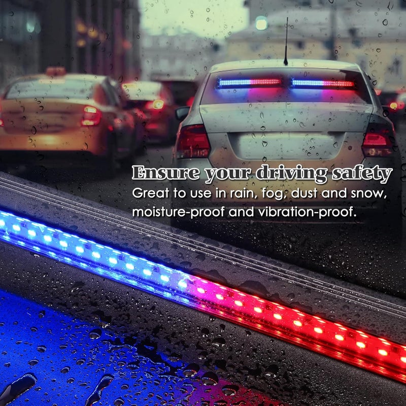 ROUTEKING شريط ضوء المرور LED ROUTEKING 2PCS 17 بوصة مع وحدة تحكم عرض رقمية، 29 وضع طوارئ ضوء وميض (أحمر/أزرق) - Image 5