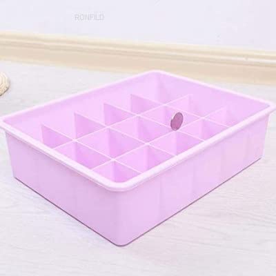 RONFILD Multipurpose 15 Grid Innerwear Underwear Socks Storage Organiser Plastic Box Jewellery Storage Container With Cover for Men Women Bedroom Wardrobe Travelling Pack of 1 - Image 4