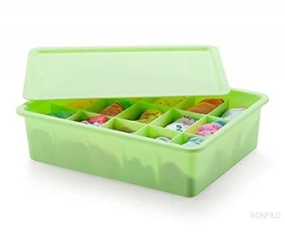 RONFILD Multipurpose 15 Grid Innerwear Underwear Socks Storage Organiser Plastic Box Jewellery Storage Container With Cover for Men Women Bedroom Wardrobe Travelling Pack of 1 - Image 3