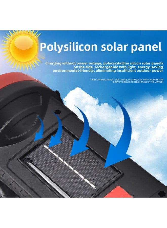 Loquat Multifunctional Outdoor Solar Portable Lamp Led Portable Strong Light Super Bright Searchlight Patrol Light Emergency Light-Color:2289 Gold Red And Blue Flash - Image 4