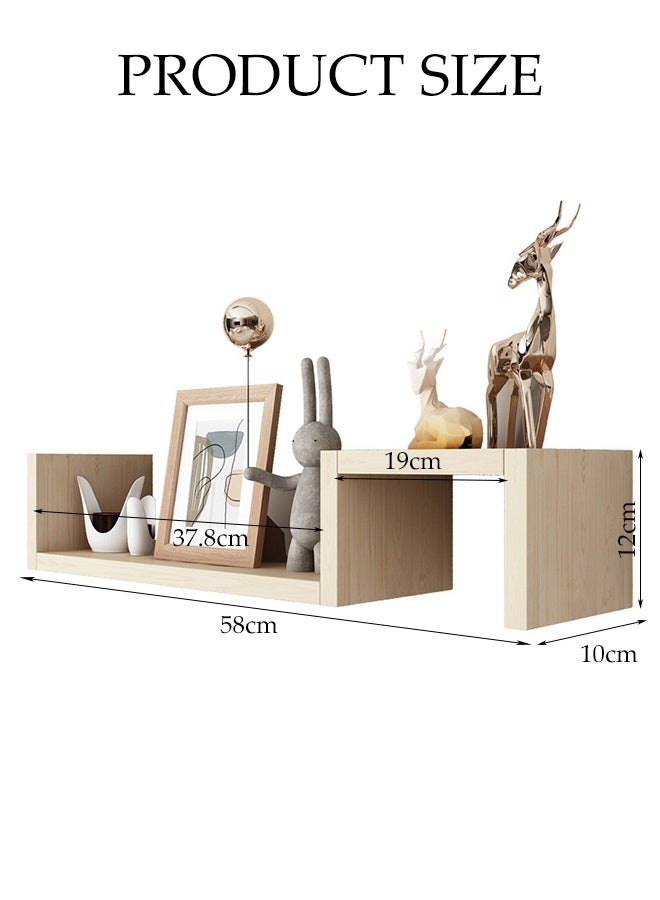DUNISO TWO-Layer Floating Shelves, Decorative Wall Shelves，Wooden Storage Rack，Free Combination，Suitable for Living Room, Bedroom, Bathroom，Light Walnut Color - Image 2