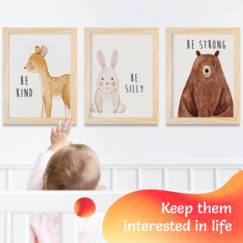 Throwback Traits Set of 6 Baby Animal Nursery Wall Art Prints - Cute & Inspirational Decor for Baby Girls & Boys, Kids Room, Playroom, Nursery - Unframed 8x10 Inch Posters - Woodland Animal Nursery Decor - Image 3