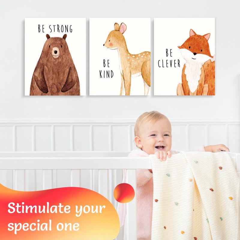 Throwback Traits Set of 6 Baby Animal Nursery Wall Art Prints - Cute & Inspirational Decor for Baby Girls & Boys, Kids Room, Playroom, Nursery - Unframed 8x10 Inch Posters - Woodland Animal Nursery Decor - Image 2