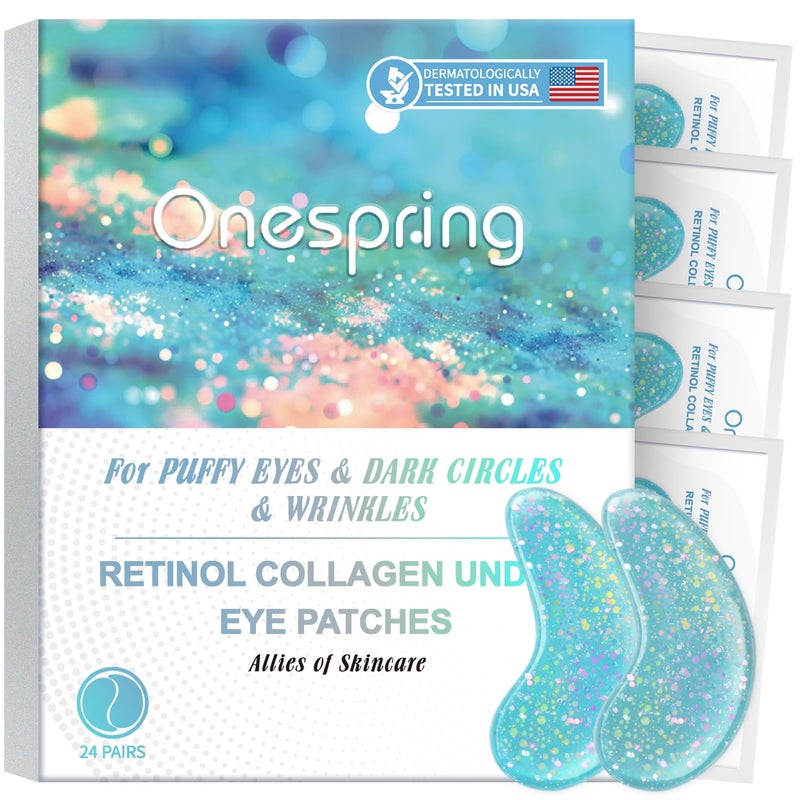 Under Eye Patches for Puffy Eyes  24 Pairs Retinol Collagen Eye Gel Pads Reduce Wrinkles Puffy Eyes Eye Bags  Eye Mask Skincare Anti Aging  Face Moisturizer