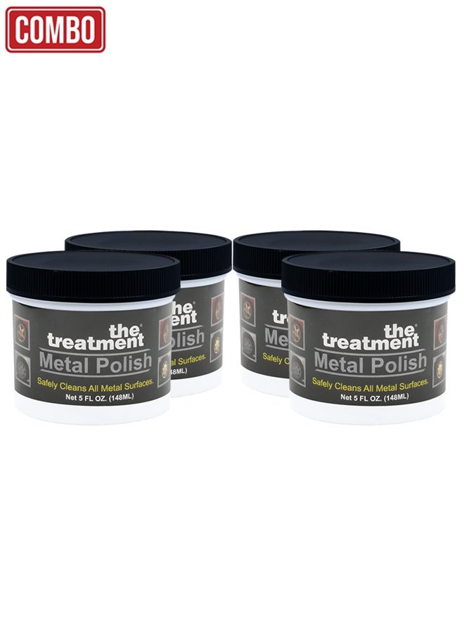 The Treatment Metal Polish Pack of 4 (4 x 5oz / 148ml) Safe Non Scratch Multi Metal Cleaner and Restorer for Car Motorcycle Wheels Rims Chrome Brass Silver Stainless Steel Aluminum Plexiglass Tools Household Fixtures Easy Application Results Pro - Image 1
