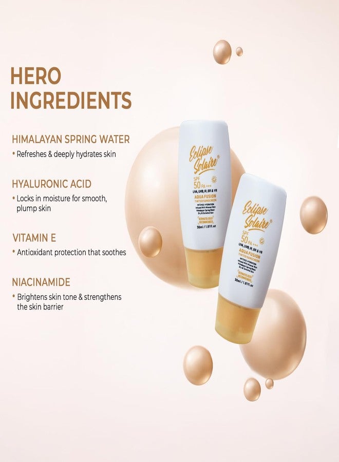 Eclipse Solaire Aqua Fusion Sunscreen SPF50 PA+++ | 5X Protection | Infused with Himalayan Spring Water | Non-Greasy, For All Skin Types - 30ml - Image 3