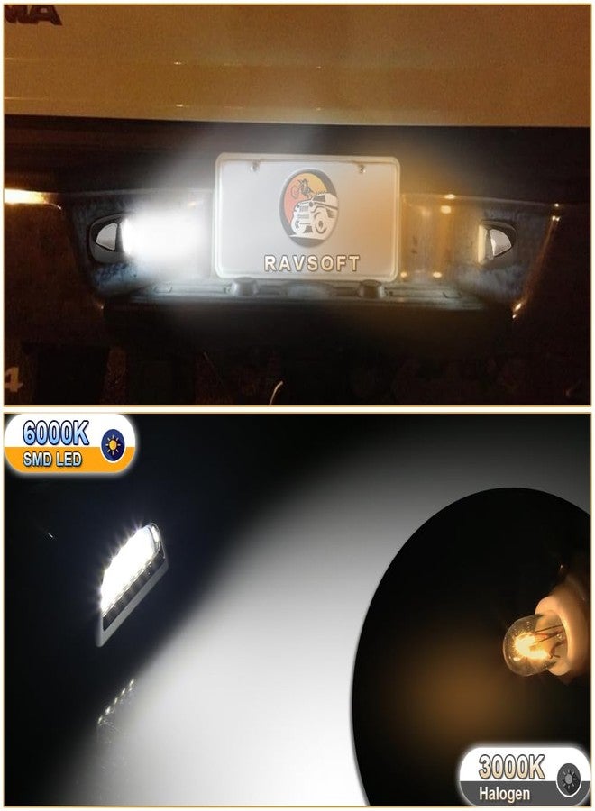 RAVSOFT LED License Plate Light tag lamp Assembly For 1999-2013 Chevy Silverado GMC Sierra 1500 2500 3500 Avalanche Suburban Tahoe Yukon Chrome housing 6000K White, Pack of 2, RS148 - Image 5