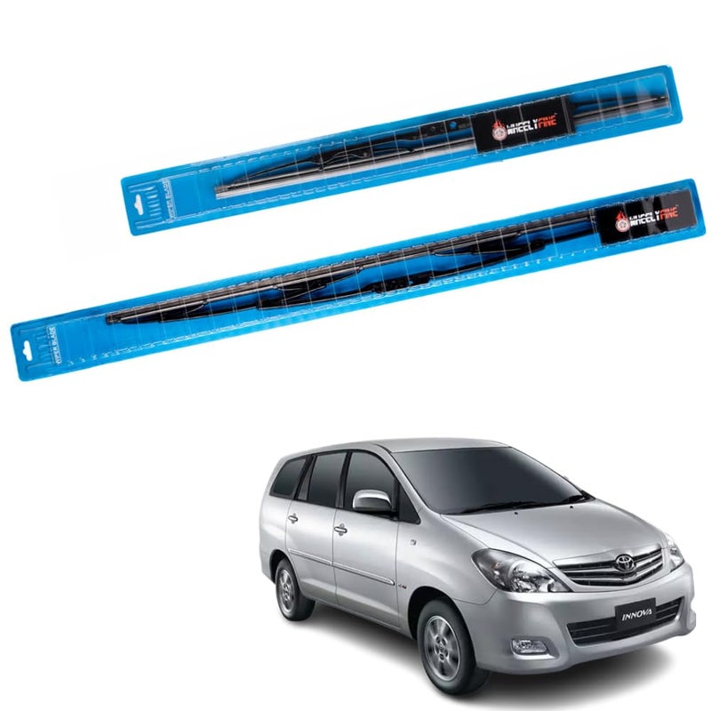 Wheelyfine Car Wiper Blades | Metal Frame | Water Repellent Windshield Wipers | Blade Refills (Toyota Innova (1994 Onwards) Dr 24"/Pa 16") - Image 2
