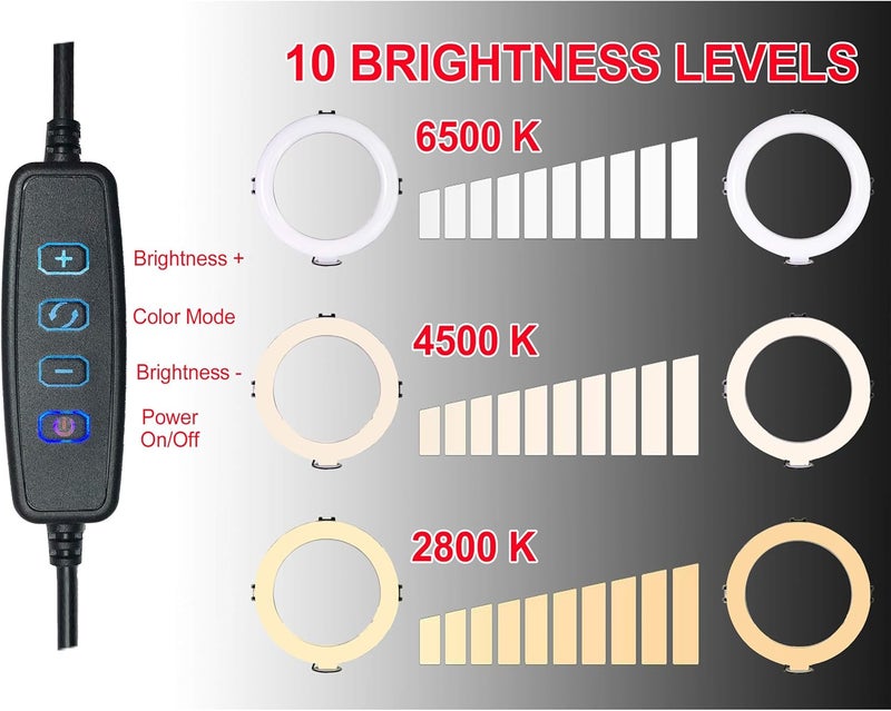 VidPro RL-8 8" Inch LED Ring Light Kit with Mini Tripod and Ball Head. USB Powered for Portraits, Makeup, Modelling, Vloggers, Macro Photos and YouTube. Variable Color Temperature 2800K 4500K 6500K - Image 2