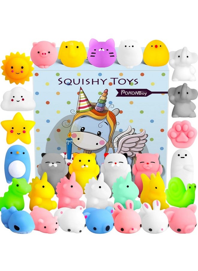 POKONBOY 30 Pcs Squishies Mochi Toys, Mini Kawaii Squishy Animals Squeeze Stress Relief Toys Easter Basket Stuffers Easter Theme Party Favors Easter Egg Filler For Kids  - Image 1