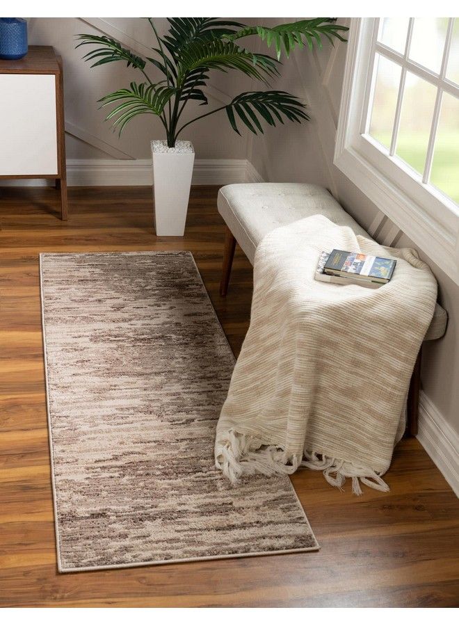 Unique Loom Oasis Collection Area Rug Water (2' 7" X 10' Runner Brown Beige) - Image 4