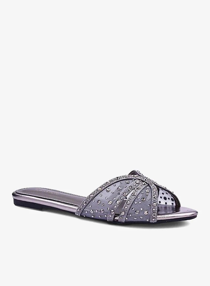 Iconstyle Pewter Womens mesh slip-on sandals for Women | Best Price UAE