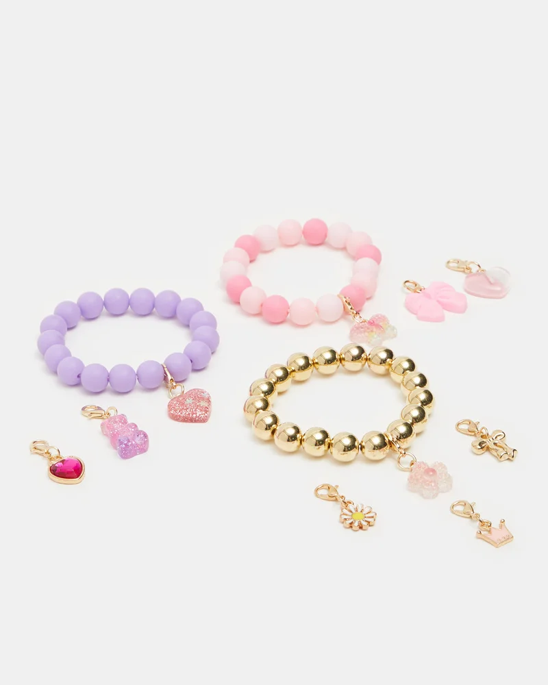 REDTAG Girls Assorted Bracelet With Charms Set (10 Piece)