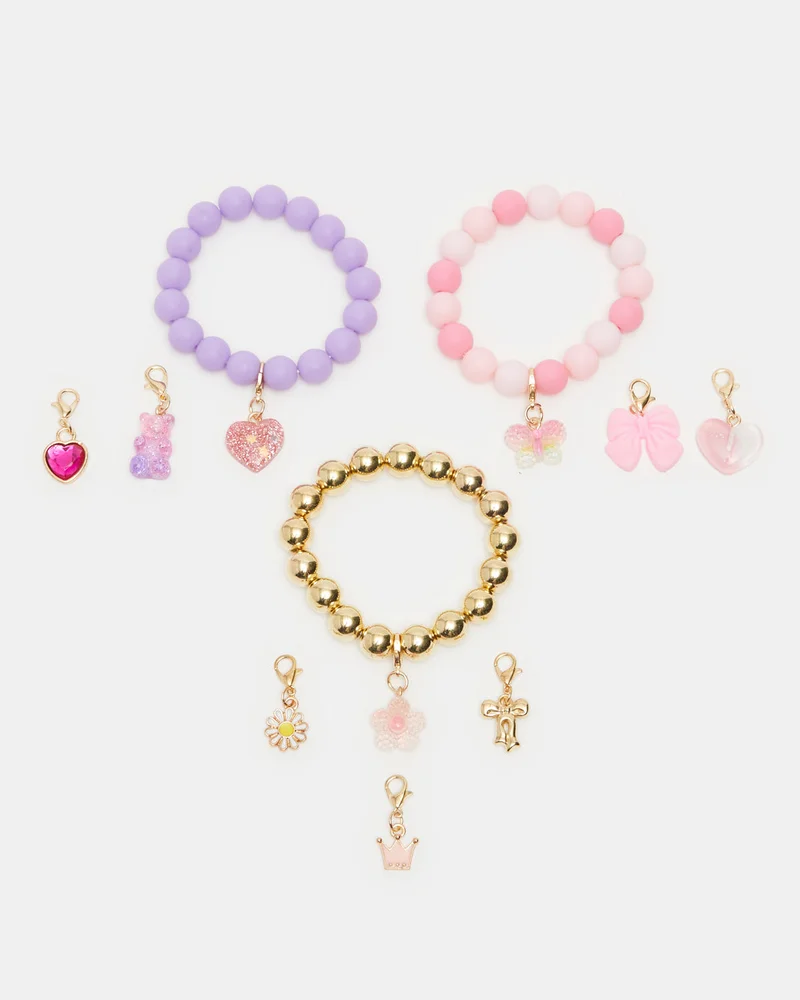 REDTAG Girls Assorted Bracelet With Charms Set (10 Piece)