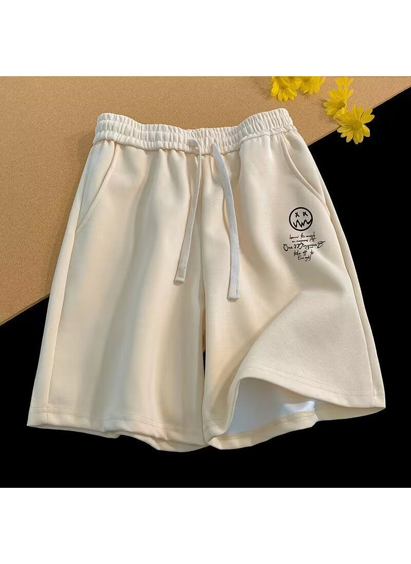 Summer Thin Mens Printing Outer Wear Loose-Fit Casual Breathable Running Trendy Fashion Pants Five-Minute Shorts D174 apricot  - Image 1