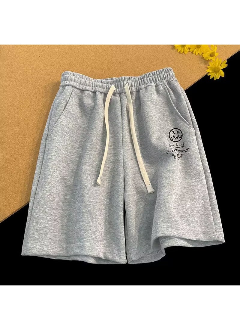 Summer Thin Mens Printing Outer Wear Loose-Fit Casual Breathable Running Trendy Fashion Pants Five-Minute Shorts D174 apricot  - Image 2
