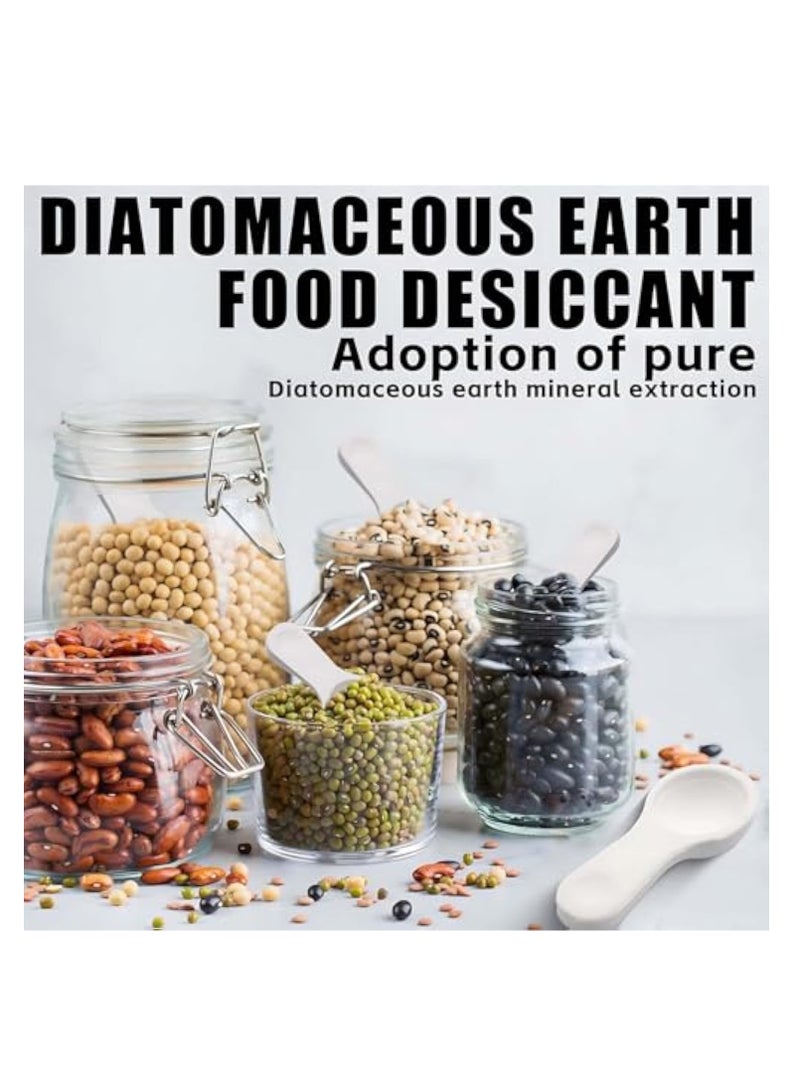 SOLARAE ملعقتان من الأرض الدياتومية، درجة غذائية، ملاعق صغيرة لبرطمانات التوابل، ماصات للرطوبة لتخزين الطعام، ملاعق عسل للشاي، مناسبة للحبوب، حبوب القهوة، الشاي، الأطعمة المجففة - Image 2