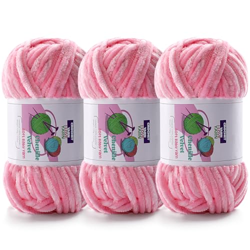 DAERBOF 3 Skeins Velvet Chunky Yarn Chenille Yarn for Crocheting and Hand Knitting Blanket Yarns for Making Scarves and Knitting Projects Amigurumi Crochet Yarn 335oz 3875yds - Image 1