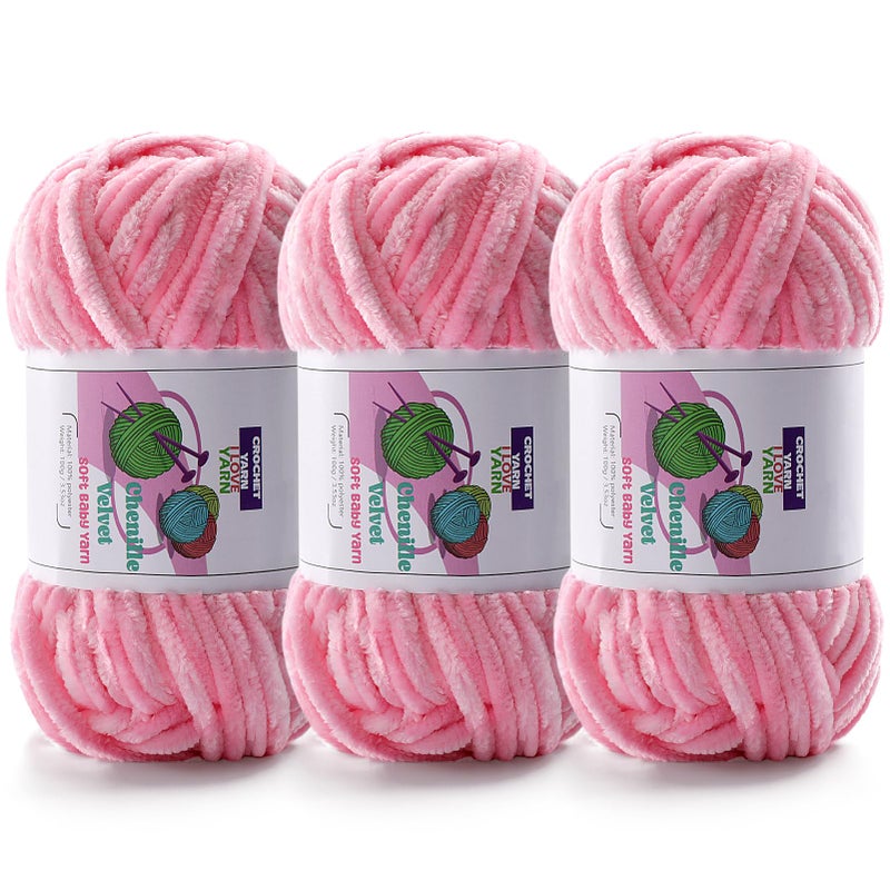 DAERBOF 3 Skeins Velvet Chunky Yarn Chenille Yarn for Crocheting and Hand Knitting Blanket Yarns for Making Scarves and Knitting Projects Amigurumi Crochet Yarn 335oz 3875yds - Image 3