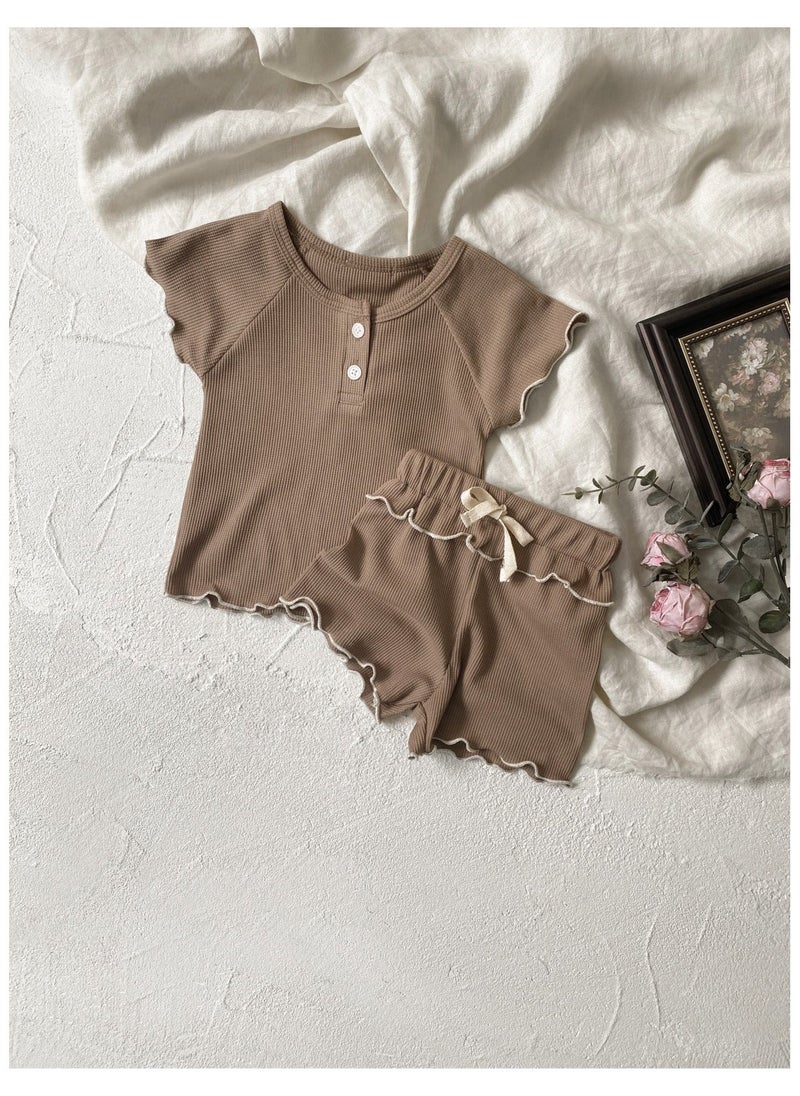 RedMapleTEK Soft And Breathable Cotton Short-Sleeved Shorts For Baby Girls - Image 1
