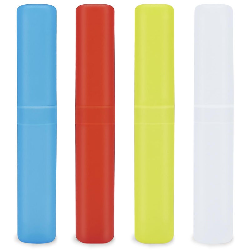 Mulbozy 4 Pack Portable Travel Toothbrush Case, Transparent Breathable Plastic Toothbrush Holder for Home, Travel, Business, Camping, School - Image 1