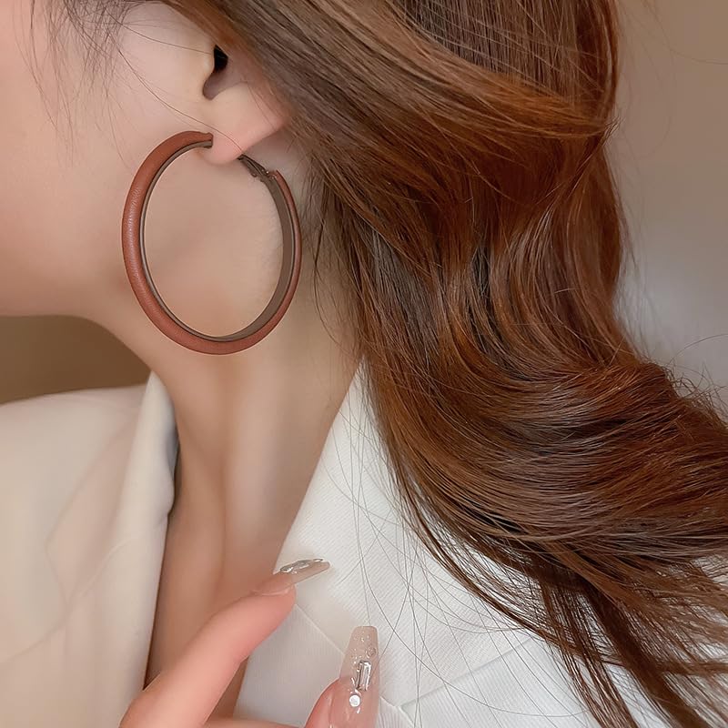 Aetherix Hoop Earrings for Women Leather Hoop Earrings-Medium/Large Hoops-Lightweight hoop - Image 2