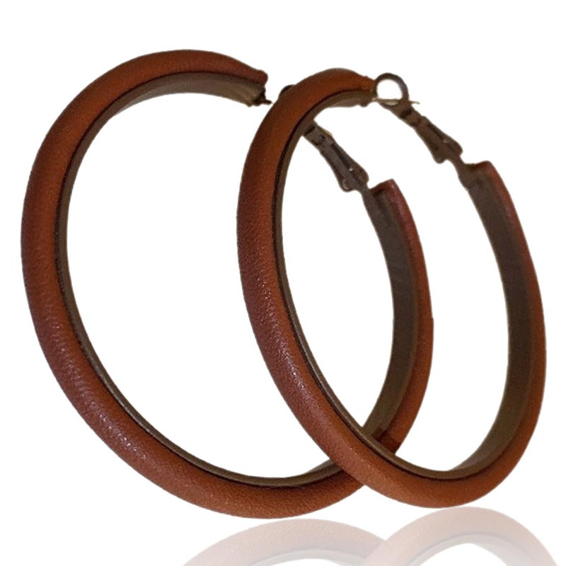 Aetherix Hoop Earrings for Women Leather Hoop Earrings-Medium/Large Hoops-Lightweight hoop - Image 1