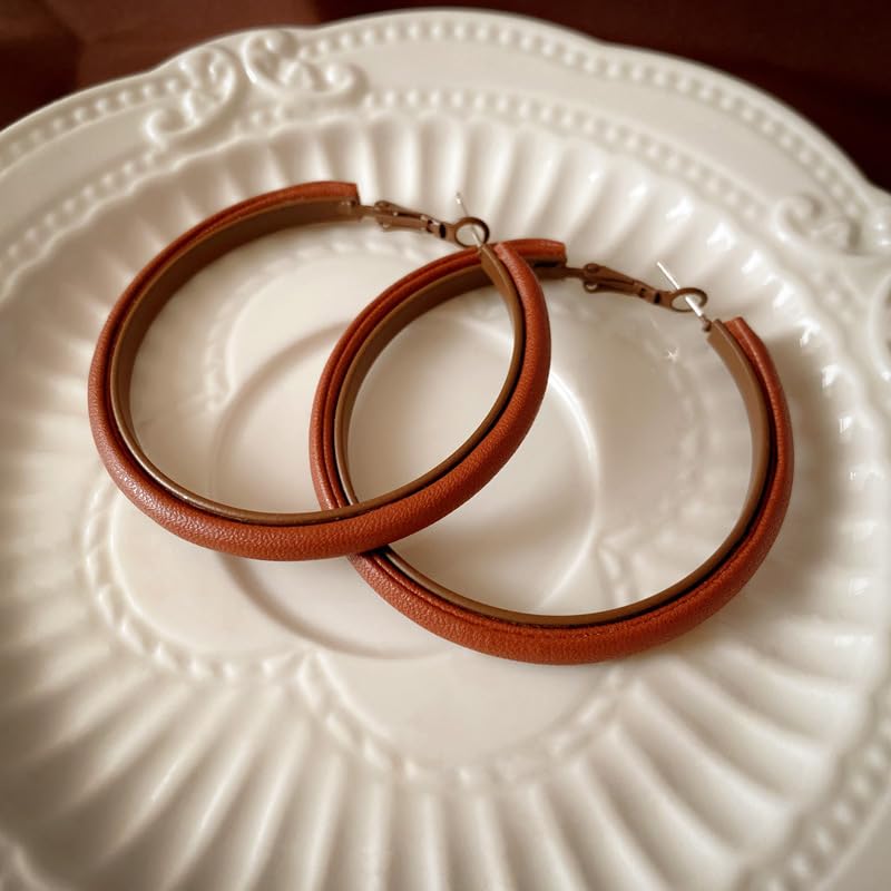 Aetherix Hoop Earrings for Women Leather Hoop Earrings-Medium/Large Hoops-Lightweight hoop - Image 5