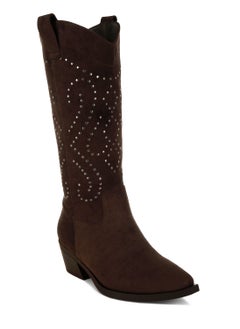 London Rag Studs Embellished Cowboy Boots in Brown  - Image 2
